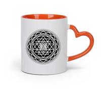 DEBINGY ceramica Tazze da caffè in gres Logo del mandala Sri Yantra （11oz/320ml） la colazione, matrimoni, compleanni, regali per donne, festa del papà, mamma, ragazze, ragazzi Arancione