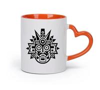 DEBINGY ceramica Tazze da caffè in gres una fusione di arte Maya moderna e antica （11oz/320ml） Tazze da caffè in ceramica per casa o lavoro Arancione