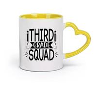 DEBINGY ceramica Tazze da caffè in porcellana Squadra di terza elementare con scritte disegnate a mano （11oz/320ml） Ottimo regalo per gli innamorati Giallo