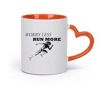 DEBINGY ceramica Tazze da caffè Introduzione Preoccupati di meno e fai più esercizio （11oz/320ml） Tazze da caffè in ceramica per casa o lavoro Arancione