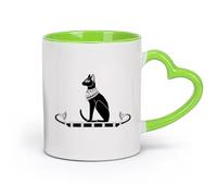 DEBINGY ceramica Tazze da caffè, tazze da tè e caffè Bastet, l'antico dio gatto egizio （11oz/320ml） Caffè, tè, latte macchiato, latte, cacao, succhi di frutta e altre bevande calde Verde