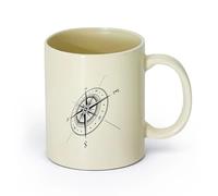 DEBINGY ceramica Tazze da caffè, tazze da tè e caffè Bussola Nord Sud Est Ovest Suggerimenti （11oz/320ml） per bevande calde, latte macchiato, cappuccino Giallo chiaro