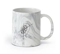 DEBINGY ceramica Tazze da caffè, tazze da tè e caffè Bussola Nord Sud Est Ovest Suggerimenti （11oz/320ml） per bevande calde, latte macchiato, cappuccino Nero marmo