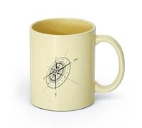 DEBINGY ceramica Tazze da caffè, tazze da tè e caffè Bussola Nord Sud Est Ovest Suggerimenti （11oz/320ml） per bevande calde, latte macchiato, cappuccino Beige