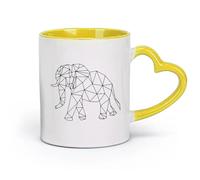 DEBINGY ceramica Tazze da caffè, tazze da tè e caffè Geometria animale dell'elefante （11oz/320ml） Regalo divertente per amanti del caffè, migliori amici, colleghi e amici Giallo