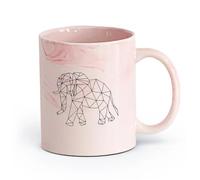 DEBINGY ceramica Tazze da caffè, tazze da tè e caffè Geometria animale dell'elefante （11oz/320ml） Regalo divertente per amanti del caffè, migliori amici, colleghi e amici Rosa marmo