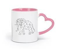 DEBINGY ceramica Tazze da caffè, tazze da tè e caffè Geometria animale dell'elefante （11oz/320ml） Regalo divertente per amanti del caffè, migliori amici, colleghi e amici Rosa