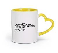 DEBINGY ceramica Tazze da caffè, tazze da tè e caffè Guitar Rock Forever Cartoon Skull Music Bar （11oz/320ml） Cappuccino, latte macchiato, tè, espresso Giallo