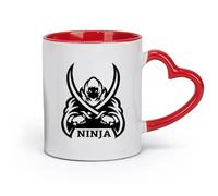 DEBINGY ceramica Tazze da caffè, tazze da tè e caffè Ninja Samurai Warrior Ninja Warrior Karate Boy （11oz/320ml） per Tè, caffè e bevande calde Rosso