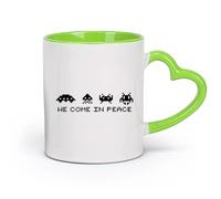 DEBINGY ceramica Tazze da caffè, tazze da tè e caffè Pixel Space Invaders We Come Peace Word Game Room （11oz/320ml） per espresso, set da tè Verde