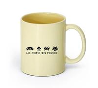 DEBINGY ceramica Tazze da caffè, tazze da tè e caffè Pixel Space Invaders We Come Peace Word Game Room （11oz/320ml） per espresso, set da tè Beige