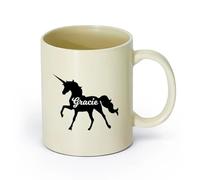 DEBINGY ceramica Tazze da caffè, tazze da tè e caffè Silhouette di ragazza unicorno （11oz/320ml） Ufficio, casa, bar, lavabile in lavastoviglie e adatto al microonde Giallo chiaro