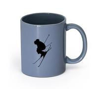 DEBINGY ceramica Tazze da caffè, tazze da tè e caffè Sport invernali Sci Montagna Sci estremo （11oz/320ml） Tazza da caffè in ceramica per cappuccino, tè, latte, Blu grigio