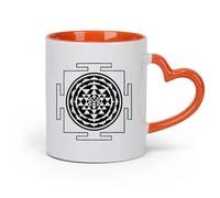DEBINGY ceramica Tazze da caffè, tazze da tè e caffè Sri Yantra Mandala Yoga Geometrico （11oz/320ml） Ufficio, casa, bar, lavabile in lavastoviglie e adatto al microonde Arancione