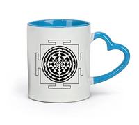 DEBINGY ceramica Tazze da caffè, tazze da tè e caffè Sri Yantra Mandala Yoga Geometrico （11oz/320ml） Ufficio, casa, bar, lavabile in lavastoviglie e adatto al microonde Blu