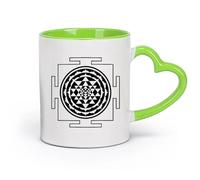 DEBINGY ceramica Tazze da caffè, tazze da tè e caffè Sri Yantra Mandala Yoga Geometrico （11oz/320ml） Ufficio, casa, bar, lavabile in lavastoviglie e adatto al microonde Verde