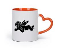 DEBINGY ceramica Tazze da caffè, tazze da tè e caffè un angelo cupido che dorme （11oz/320ml） la colazione, matrimoni, compleanni, regali per donne, festa del papà, mamma, ragazze, ragazzi Arancione