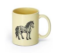 DEBINGY ceramica Tazze da caffè, tazze da tè e caffè un cavallo in piedi in stile xilografia （11oz/320ml） Tazze da caffè in ceramica per casa o lavoro Beige
