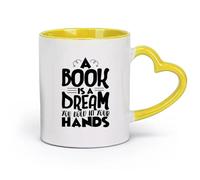 DEBINGY ceramica Tazze da caffè, tazze da tè e caffè un libro è un libro dei sogni citazioni （11oz/320ml） Ottimo per casa, ufficio, bar, idee regalo Giallo