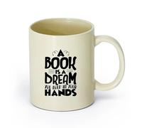 DEBINGY ceramica Tazze da caffè, tazze da tè e caffè un libro è un libro dei sogni citazioni （11oz/320ml） Ottimo per casa, ufficio, bar, idee regalo Giallo chiaro