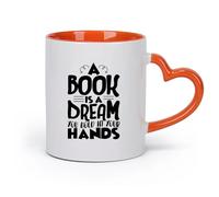 DEBINGY ceramica Tazze da caffè, tazze da tè e caffè un libro è un libro dei sogni citazioni （11oz/320ml） Ottimo per casa, ufficio, bar, idee regalo Arancione