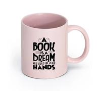 DEBINGY ceramica Tazze da caffè, tazze da tè e caffè un libro è un libro dei sogni citazioni （11oz/320ml） Ottimo per casa, ufficio, bar, idee regalo Rosa