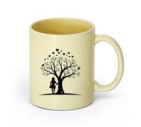 DEBINGY ceramica Tazze da caffè, tazze da tè e caffè una ragazza è in piedi sull'albero dell'amore （11oz/320ml） Ottimo regalo per gli innamorati Beige