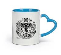 DEBINGY ceramica Tazze da caffè, tazze da tè e caffè uno stile di xilografia di un elefante （11oz/320ml） Perfetto per cucine, ristoranti e bar, ottima idea regalo Blu