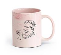 DEBINGY ceramica Tazze da tè, caffè e cioccolata calda Chef Silhouette Divertente Cucina Cuoco Ristorante （11oz/320ml） per tè, caffè, latte, cappuccino Rosa marmo