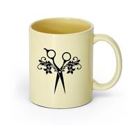 DEBINGY ceramica Tazze da tè, caffè e cioccolata calda Forbici Salone di bellezza Parrucchiere Barbiere （11oz/320ml） per Tè, caffè e bevande calde Beige