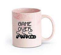 DEBINGY ceramica Tazze da tè, caffè e cioccolata calda Game Over Controller per bambini Game Boy Play （11oz/320ml） per caffè, avena, tè, facile da pulire Rosa marmo