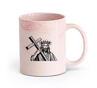 DEBINGY ceramica Tazze da tè, caffè e cioccolata calda Gesù Cristo che porta la croce （11oz/320ml） Regalo divertente per amanti del caffè, migliori amici, colleghi e amici Rosa marmo