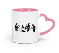 DEBINGY ceramica Tazze da tè, caffè e cioccolata calda Jazz Band Strumento musicale Banda Jazz （11oz/320ml） Lavabile in lavastoviglie e adatto al microonde Rosa