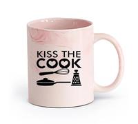 DEBINGY ceramica Tazze da tè, caffè e cioccolata calda Kiss The Cook Kitchen Restaurant Pan Cooking Tools （11oz/320ml） Regalo per uomo o donna Rosa marmo