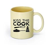 DEBINGY ceramica Tazze da tè, caffè e cioccolata calda Kiss The Cook Kitchen Restaurant Pan Cooking Tools （11oz/320ml） Regalo per uomo o donna Beige