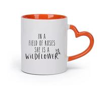 DEBINGY ceramica Tazze da tè, caffè e cioccolata calda Lei è un fiore selvatico tra le rose （11oz/320ml） Cappuccino, latte macchiato, tè, espresso Arancione