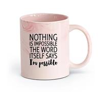 DEBINGY ceramica Tazze da tè, caffè e cioccolata calda Niente è impossibile, ispira positività （11oz/320ml） Perfetto per cucine, ristoranti e bar, ottima idea regalo Rosa marmo