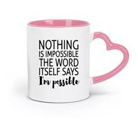 DEBINGY ceramica Tazze da tè, caffè e cioccolata calda Niente è impossibile, ispira positività （11oz/320ml） Perfetto per cucine, ristoranti e bar, ottima idea regalo Rosa