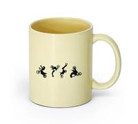 DEBINGY ceramica Tazze da tè, caffè e cioccolata calda Quattro motociclisti da cross （11oz/320ml） Lavabile in lavastoviglie, adatto al microonde, per ufficio e casa Beige