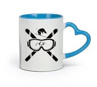 DEBINGY ceramica Tazze da tè, caffè e cioccolata calda Sci Sport Invernali Sci Freestyle Salto Estremo （11oz/320ml） per tè, caffè, infuso caldo Blu