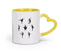 DEBINGY ceramica Tazze da tè, caffè e cioccolata calda Set di sette ballerine di danza classica （11oz/320ml） Ottimo per casa, ufficio, bar, idee regalo Giallo