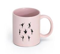 DEBINGY ceramica Tazze da tè, caffè e cioccolata calda Set di sette ballerine di danza classica （11oz/320ml） Ottimo per casa, ufficio, bar, idee regalo Rosa