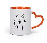 DEBINGY ceramica Tazze da tè, caffè e cioccolata calda Set di sette ballerine di danza classica （11oz/320ml） Ottimo per casa, ufficio, bar, idee regalo Arancione