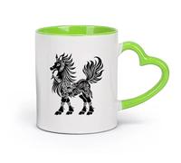 DEBINGY ceramica Tazze da tè, caffè e cioccolata calda silhouette kirin la creatura mitica solo （11oz/320ml） Lavabile in lavastoviglie e adatto al microonde Verde