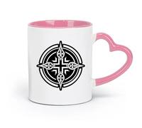 DEBINGY ceramica Tazze da tè, caffè e cioccolata calda simbolo della croce cristiana （11oz/320ml） Ufficio, casa, bar, lavabile in lavastoviglie e adatto al microonde Rosa