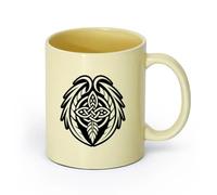 DEBINGY ceramica Tazze da tè, caffè e cioccolata calda simbolo della piuma di falco （11oz/320ml） Regalo divertente per amanti del caffè, migliori amici, colleghi e amici Beige