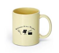 DEBINGY ceramica Tazze da tè e caffè eleganti Benvenuti al nostro cinema, cartello con proiettore cinematografico （11oz/320ml） Ristorante, ufficio Beige