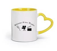 DEBINGY ceramica Tazze da tè e caffè eleganti Benvenuti al nostro cinema, cartello con proiettore cinematografico （11oz/320ml） Ristorante, ufficio Giallo