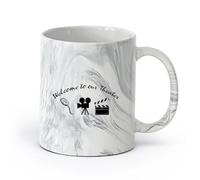 DEBINGY ceramica Tazze da tè e caffè eleganti Benvenuti al nostro cinema, cartello con proiettore cinematografico （11oz/320ml） Ristorante, ufficio Nero marmo