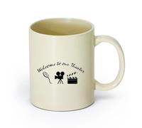 DEBINGY ceramica Tazze da tè e caffè eleganti Benvenuti al nostro cinema, cartello con proiettore cinematografico （11oz/320ml） Ristorante, ufficio Giallo chiaro